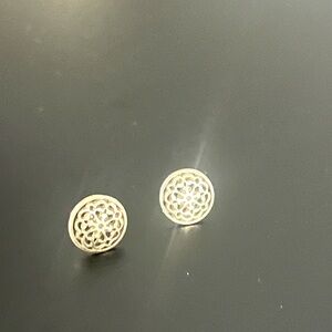 Pandora post earrings 14 k gold and sterling silver